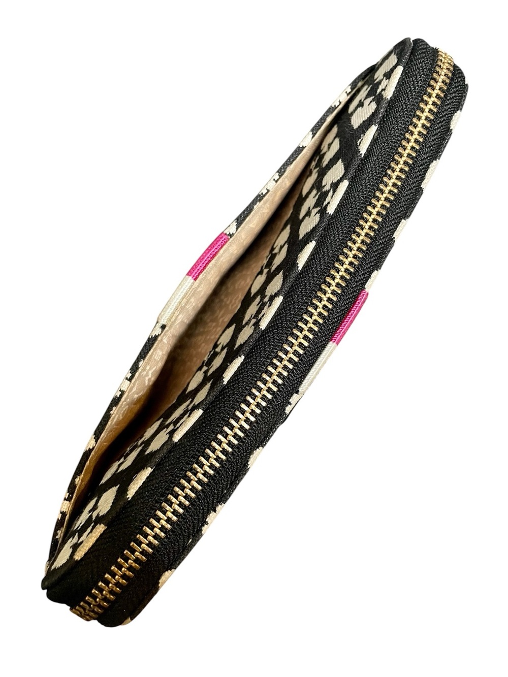 Kate Spade Varsity Stripe Black White Floral Spade Long Wallet - Picture 3 of 8